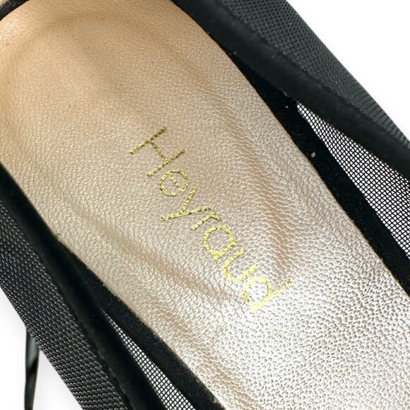 Heyraud | 38.5 | Black Mesh Copper Leaf Embellished Clear Heel Slip-On Shoe - Picture 10 of 11